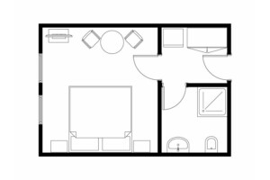 Diófa apartman Keszthely - Ház 1 - standard szoba alaprajz.